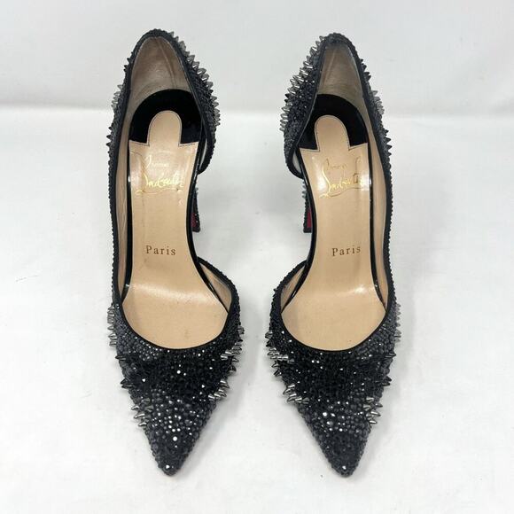 Christian Louboutin Iriza Bling Bang Crystal Spike Suede Pumps 37 - Picture 2 of 8